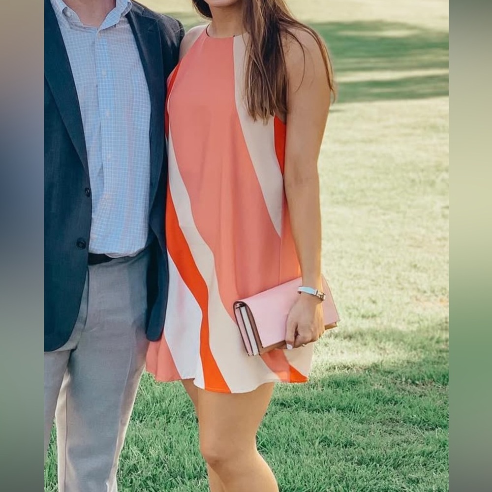 Stylish Red and Beige Sleeveless Dress
